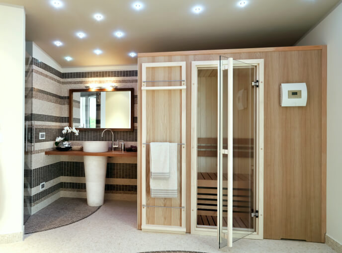 Example of a small sauna built inside a private home Example of a small sauna built inside a private home
