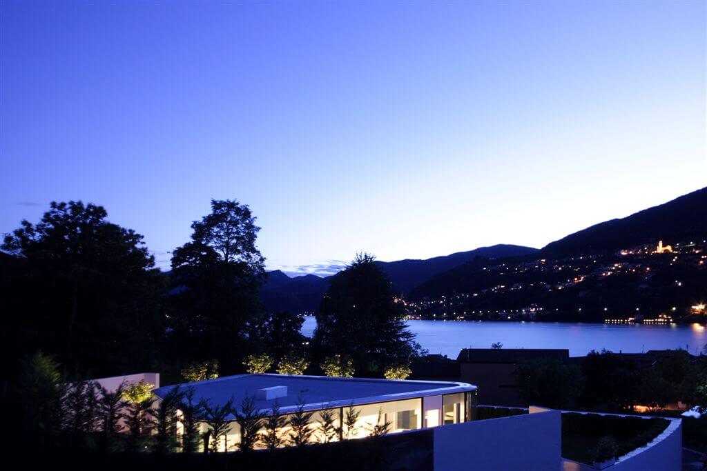 View of Lake Lugano at dusk View of Lake Lugano at dusk