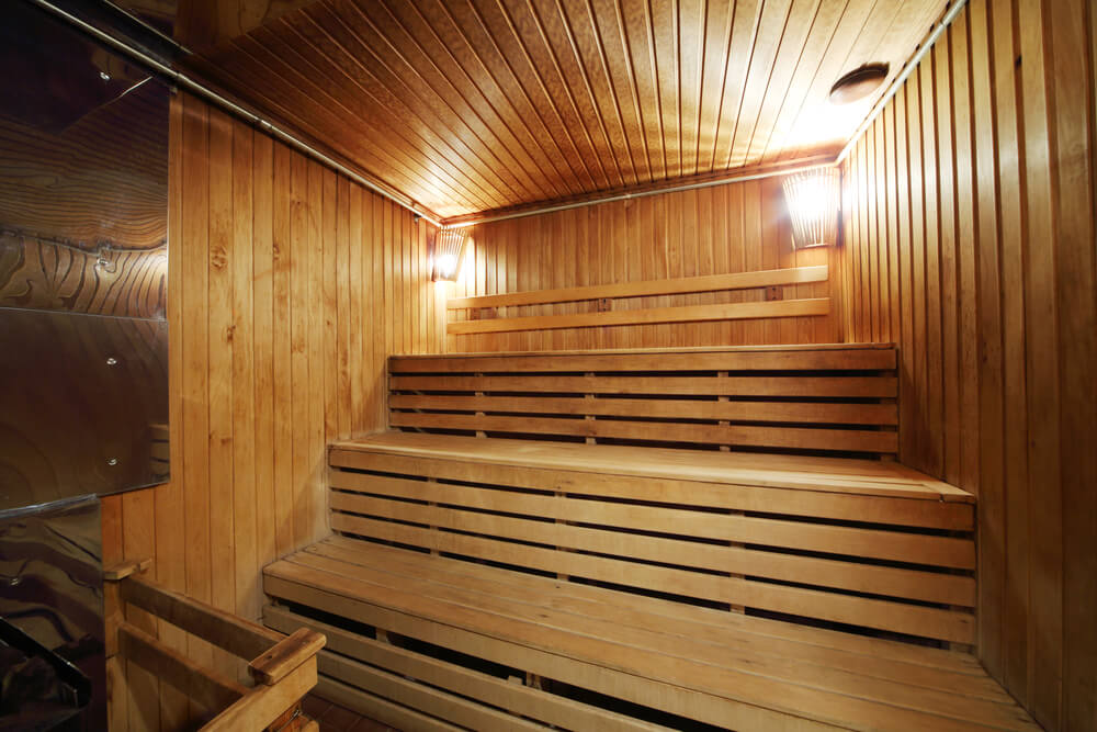Three-tiered sauna interior. I particularly like saunas with three levels because your entire body is immersed in the heat while sitting on the third level. Three-tiered sauna interior. I particularly like saunas with three levels because your entire body is immersed in the heat while sitting on the third level.