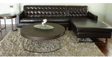 Sleek chocolate leather chaise lounge modern sectional sofa