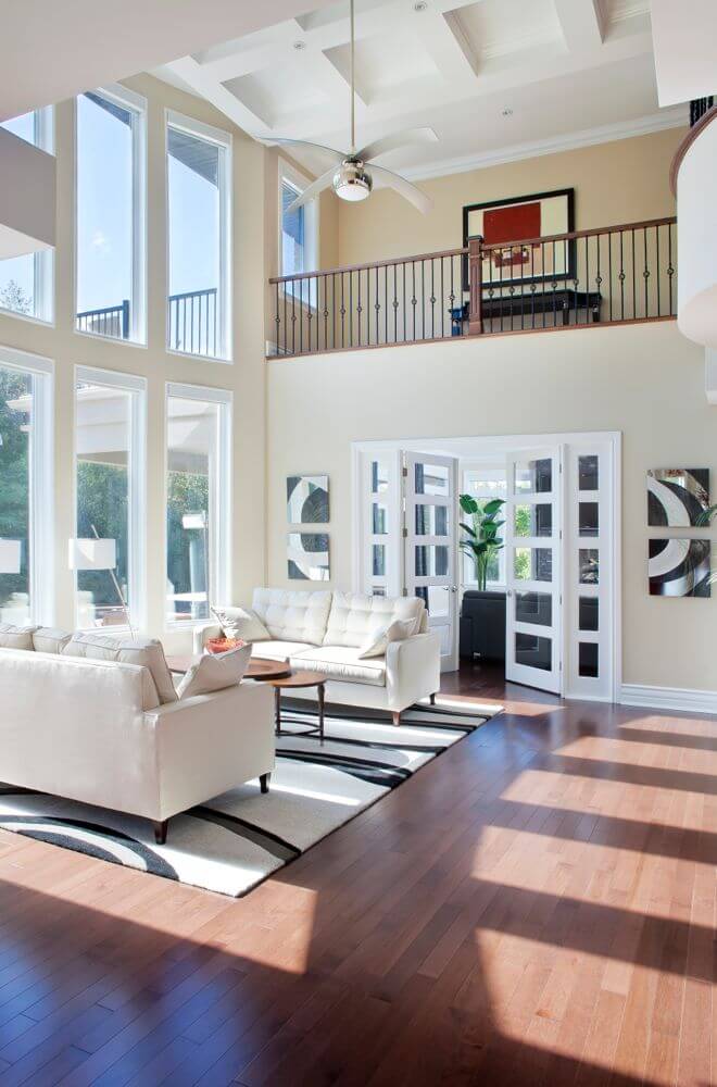 Or, combine options for a truly unique ceiling. Here, we see cathedral ceilings mixed with coffered details at the very top. A balcony overlooks the living room below. Or, combine options for a truly unique ceiling. Here, we see cathedral ceilings mixed with coffered details at the very top. A balcony overlooks the living room below.