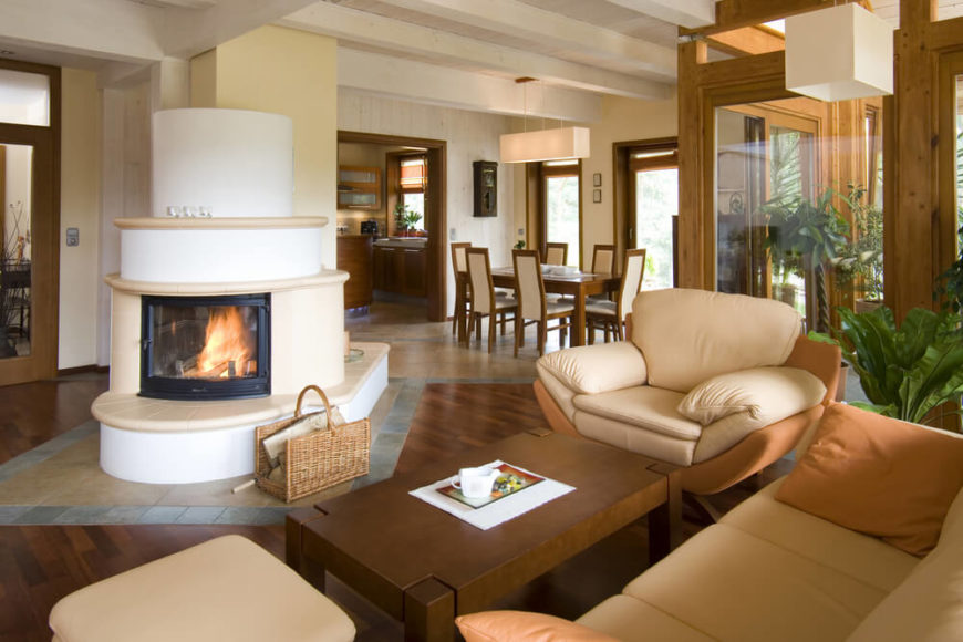 In an open-concept space, a dual-sided fireplace is the perfect addition, so you can get the atmosphere in both a living room area and in the dining room. In an open-concept space, a dual-sided fireplace is the perfect addition, so you can get the atmosphere in both a living room area and in the dining room.