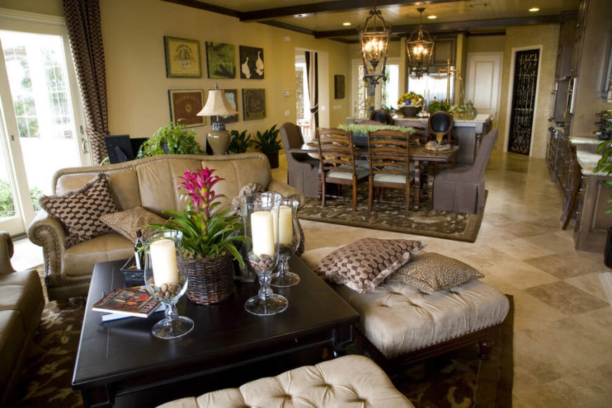 If your living room happens to be sharing space with a dining room or kitchen, consider installing a stone tile. Stone is easy to keep clean and is not damaged by any accidental water leakage in a kitchen, or spills in the dining room. Installing tile throughout an open space is a great way to create continuity. If your living room happens to be sharing space with a dining room or kitchen, consider installing a stone tile. Stone is easy to keep clean and is not damaged by any accidental water leakage in a kitchen, or spills in the dining room. Installing tile throughout an open space is a great way to create continuity.