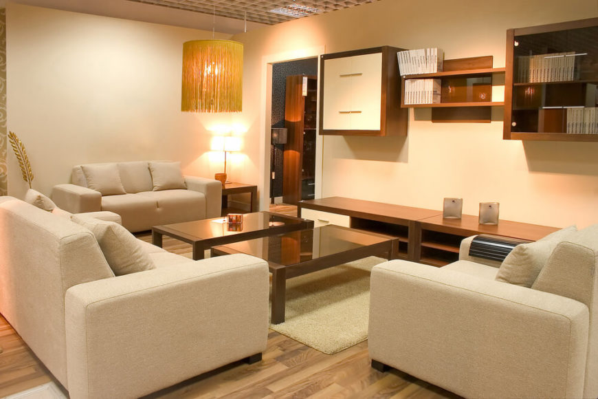 For a more modern, minimalist look, upper wall cabinets and floating shelves can easily corral books and magazines and keep them from cluttering up lower shelving and table tops. For a more modern, minimalist look, upper wall cabinets and floating shelves can easily corral books and magazines and keep them from cluttering up lower shelving and table tops.