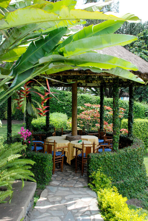 A straw-topped gazebo has a uniquely tropical atmosphere and is perfect for tropical themed yards or even resorts. A straw-topped gazebo has a uniquely tropical atmosphere and is perfect for tropical themed yards or even resorts.