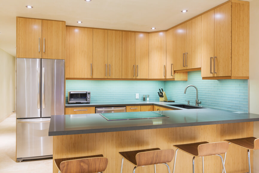 Modern Kitchen with Blue Back Splash