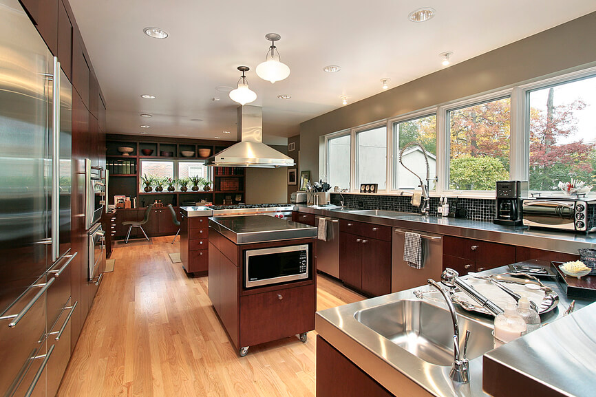 Stainless Steel Countertops in Luxury Kitchen