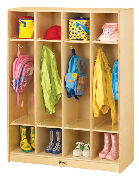 This is a great wooden entry hall storage unit because it's 4 sections. Many are either 2 or 5, so this is a nice middle-of-the-road option. There are the standard 3 open levels (shoes, coats and upper storage). This is a great wooden entry hall storage unit because it's 4 sections. Many are either 2 or 5, so this is a nice middle-of-the-road option. There are the standard 3 open levels (shoes, coats and upper storage).
