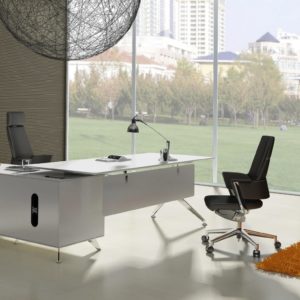Modern L-shaped white desk