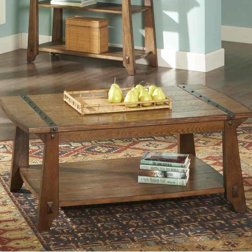 Rustic style evokes the countryside in old fashioned times. The material is almost always wood, carved into simpler patterns than with a traditional or modern coffee table. Some examples have brass fittings, evoking a particularly bygone feel. Rustic style evokes the countryside in old fashioned times. The material is almost always wood, carved into simpler patterns than with a traditional or modern coffee table. Some examples have brass fittings, evoking a particularly bygone feel.