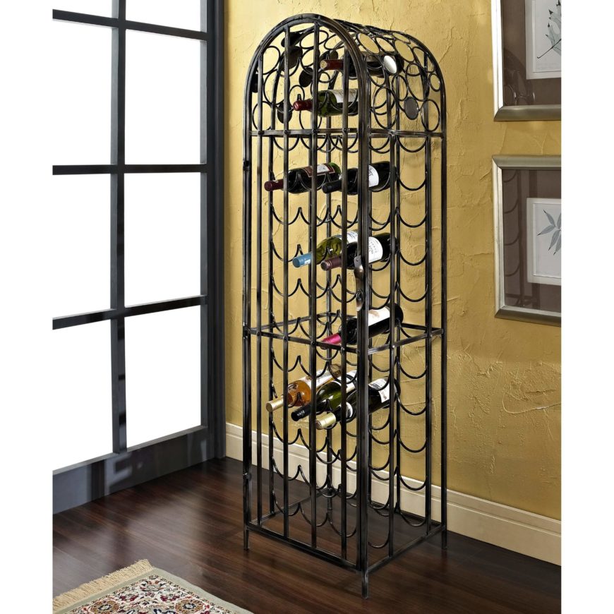 Metal wine racks are often the most materially economical models available. The metal can comprise the outer frame and wire-thin racks can hold the bottles in perfect curved shape. Some models combine materials, but all metal racks, like our example here, enjoy wide popularity. Metal wine racks are often the most materially economical models available. The metal can comprise the outer frame and wire-thin racks can hold the bottles in perfect curved shape. Some models combine materials, but all metal racks, like our example here, enjoy wide popularity.