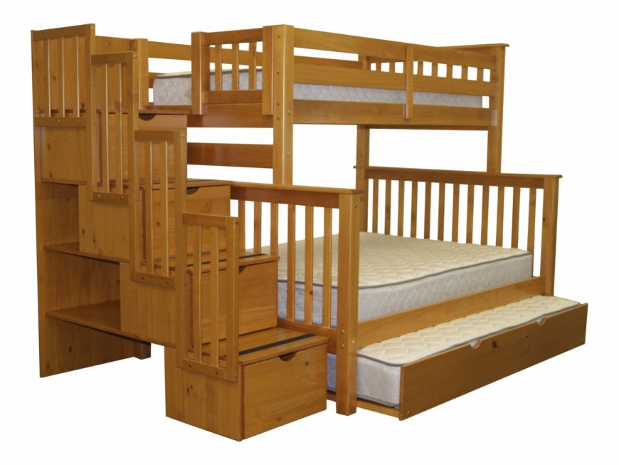 full bunk bed with drawers and stairs