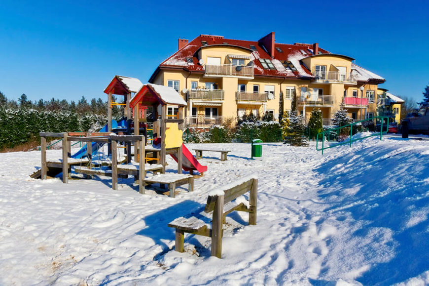 Even after a snowfall, this playground has plenty of ways to stoke the imagination and have fun! Even after a snowfall, this playground has plenty of ways to stoke the imagination and have fun!