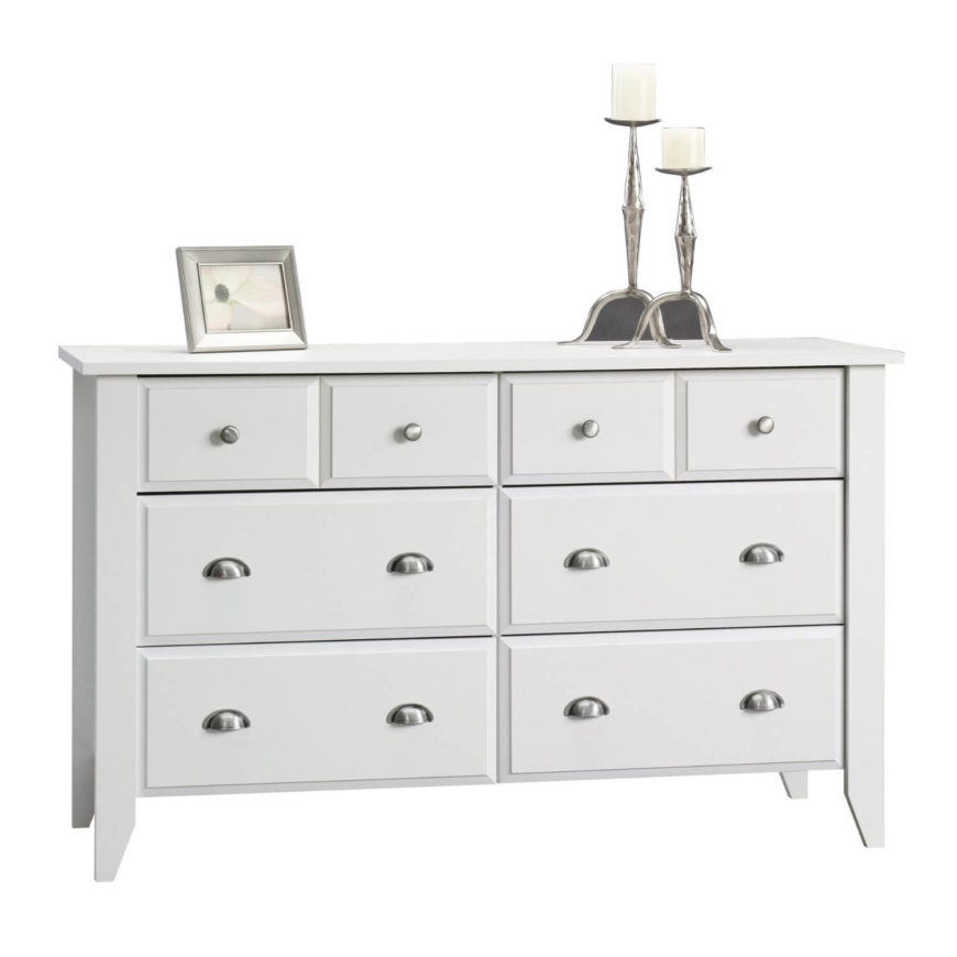 With lots of large and small drawers, this piece has a lot of versatility. Chromed handles give it contemporary flair. With lots of large and small drawers, this piece has a lot of versatility. Chromed handles give it contemporary flair.