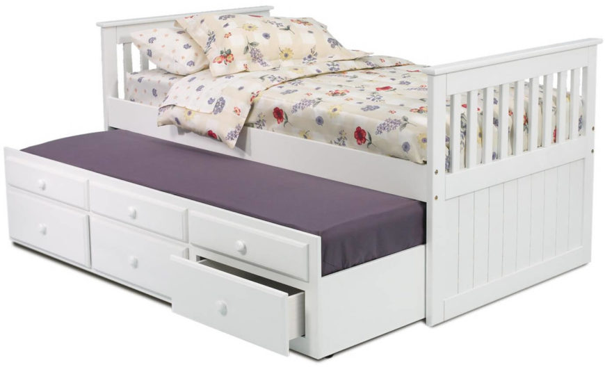 The top three "drawers" are fake, but the bottom three provide storage beneath the bottom mattress. When it's closed, it looks just like a regular storage bed! The top three "drawers" are fake, but the bottom three provide storage beneath the bottom mattress. When it's closed, it looks just like a regular storage bed!