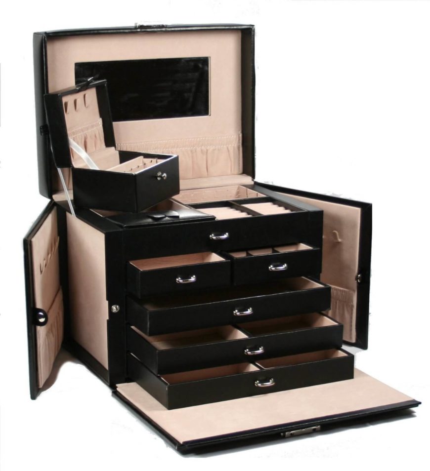 This probably has more space than you'll need, but it's travel-ready and locks. A removable section allows you to take with you only what you need. This probably has more space than you'll need, but it's travel-ready and locks. A removable section allows you to take with you only what you need.