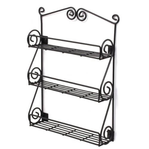 This wall-mounted version has elegant swirls and three tiers. Perfect if you don't use too many different spices. This wall-mounted version has elegant swirls and three tiers. Perfect if you don't use too many different spices.