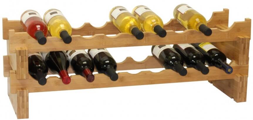 It also holds 18 bottles, but takes up much less room, and can even be placed on top of a wall cabinet if you don't need to get to your wine very often. It also holds 18 bottles, but takes up much less room, and can even be placed on top of a wall cabinet if you don't need to get to your wine very often.