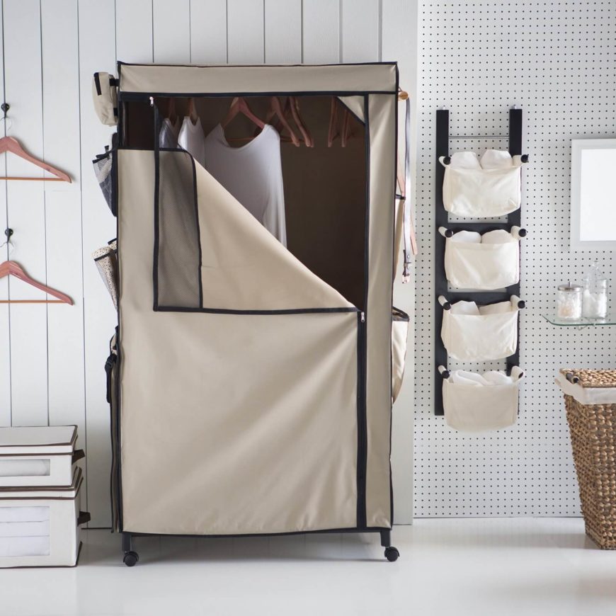 This one is on wheels, and has a zip-up door and pockets on the side. This one is on wheels, and has a zip-up door and pockets on the side.