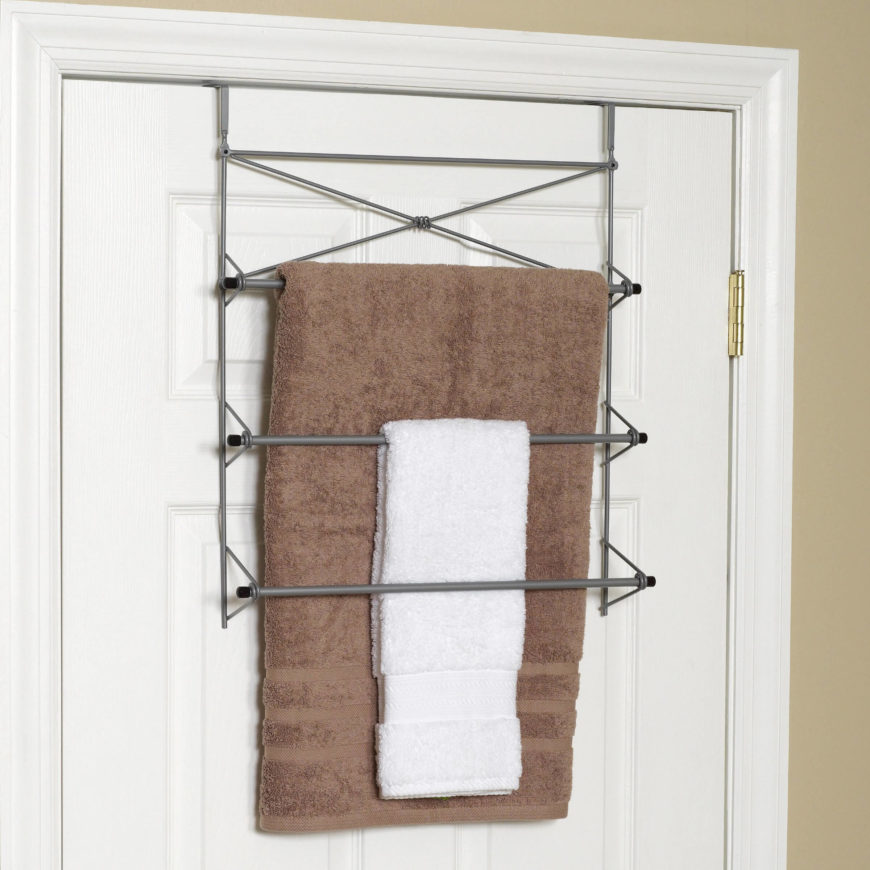 It's not visible from the other side, and provides you with 3 bars to hang your towels from. It's not visible from the other side, and provides you with 3 bars to hang your towels from.