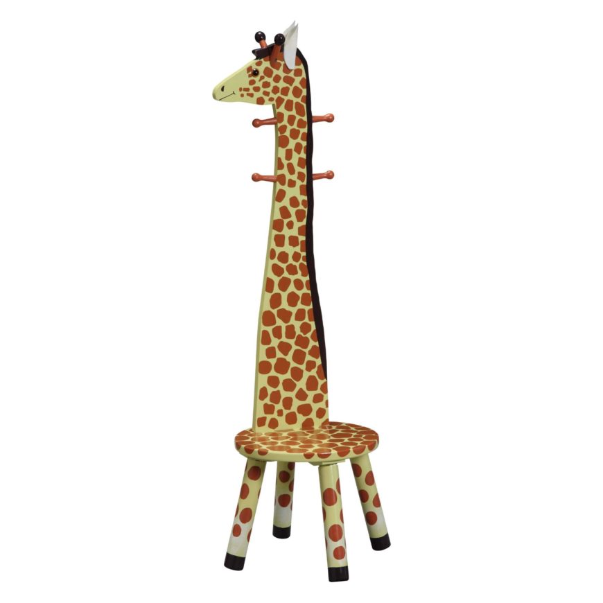 This tall coat rack doubles as a chair, where your child can sit while you help them fasten their shoes. This tall coat rack doubles as a chair, where your child can sit while you help them fasten their shoes.