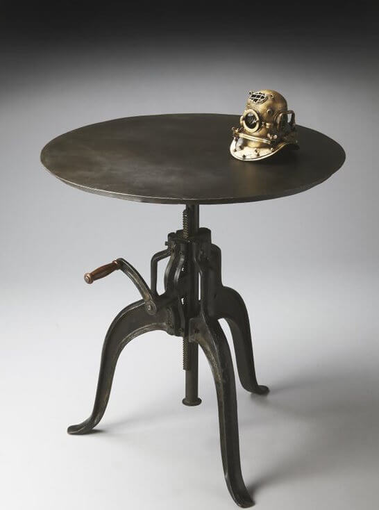For much larger foyers, a table sitting in the center with an accent piece can have a fantastic effect. This industrial metalworks hall table is the perfect addition to a foyer, with plenty of charm, style, and a wide top for a key bowl or other storage. For much larger foyers, a table sitting in the center with an accent piece can have a fantastic effect. This industrial metalworks hall table is the perfect addition to a foyer, with plenty of charm, style, and a wide top for a key bowl or other storage.