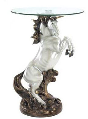If you're really looking to make a statement, add this unicorn table to your foyer. The glass top ensures your unicorn base will never be obscured. If you're really looking to make a statement, add this unicorn table to your foyer. The glass top ensures your unicorn base will never be obscured.