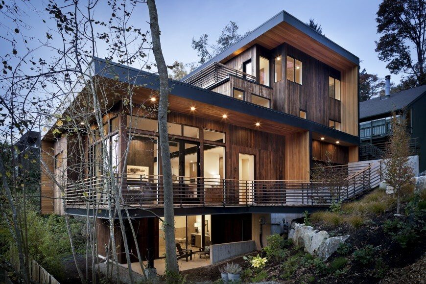 Wood strip siding is versatile in its style applications, it can create a rustic, old-world feel or it can supplement a more modern design, as pictured above. Wood strip siding is versatile in its style applications, it can create a rustic, old-world feel or it can supplement a more modern design, as pictured above.