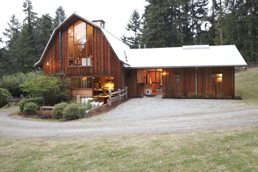 Originally used on barns and other farm buildings as a cheap and material-efficient covering, it is no longer as affordable as it once was. This house mimics a barn style so a board and batten exterior seems like a natural choice. Originally used on barns and other farm buildings as a cheap and material-efficient covering, it is no longer as affordable as it once was. This house mimics a barn style so a board and batten exterior seems like a natural choice.