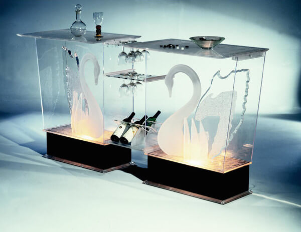 We chose to include this absolutely extravagant home bar because, while not every style is made for everyone, a unique set like this will be exactly what some of you are looking for. It's a bold acrylic creation lit from within, appearing like a crystalline display case. The bar boasts storage for wine bottles and glasses, and will truly stand out even in the most luxurious of man caves.