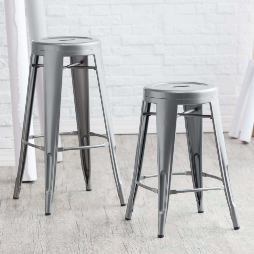 One of the most popular designs for man caves is the most rugged, tough, and dare we say, manly of styles: industrial. It's popular both because it's eye catching and because it's often so very utilitarian. These industrial styled gun metal bar stools are tough, simple, and comfortable, covering all important bases for man cave furniture.