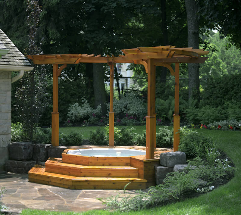 Or, combine your pergola with a nice hot tub for a classy dual threat. Or, combine your pergola with a nice hot tub for a classy dual threat.