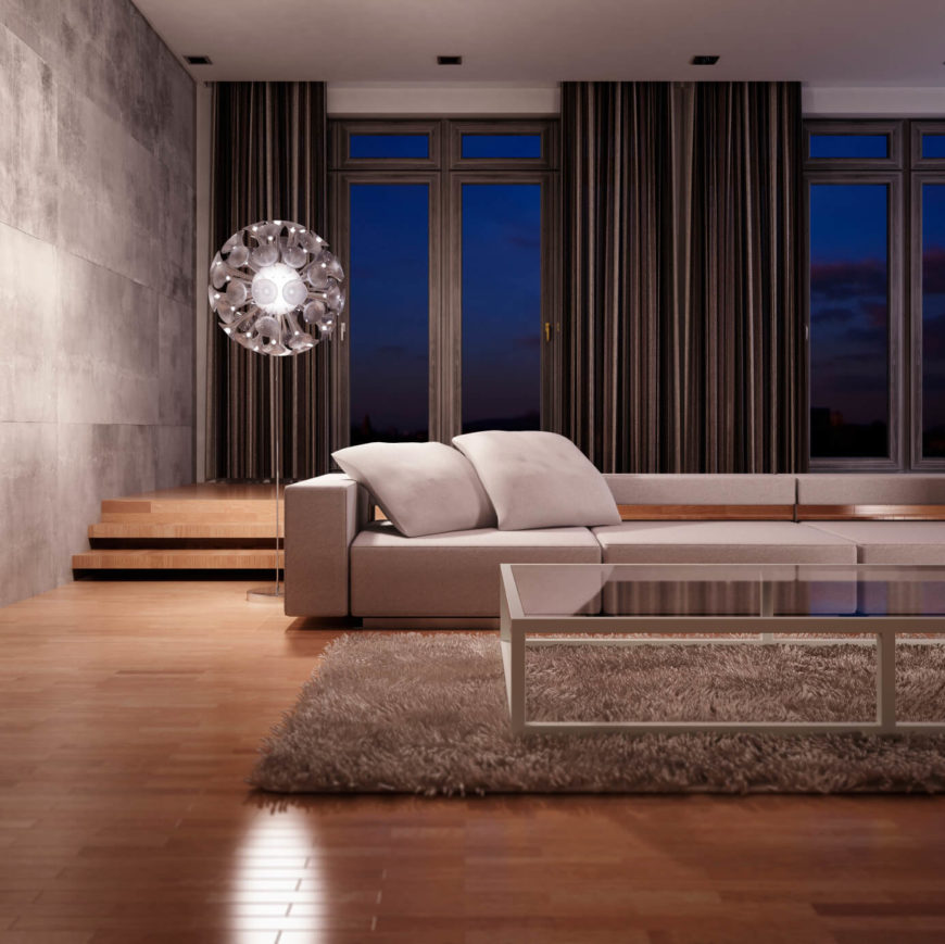 This sleek and modern design uses simple and toned down colors. Even without the flash and vibrance of brighter colors, this room is welcoming. This sleek and modern design uses simple and toned down colors. Even without the flash and vibrance of brighter colors, this room is welcoming.