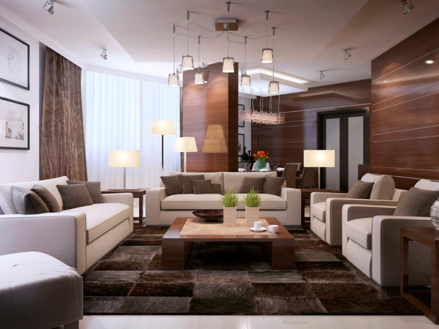 A very toned down and cozy earth tone palette is brightened up but the lighter furniture. The natural wood tones and the the sleek design are a welcoming and comfortable environment. A very toned down and cozy earth tone palette is brightened up but the lighter furniture. The natural wood tones and the the sleek design are a welcoming and comfortable environment.