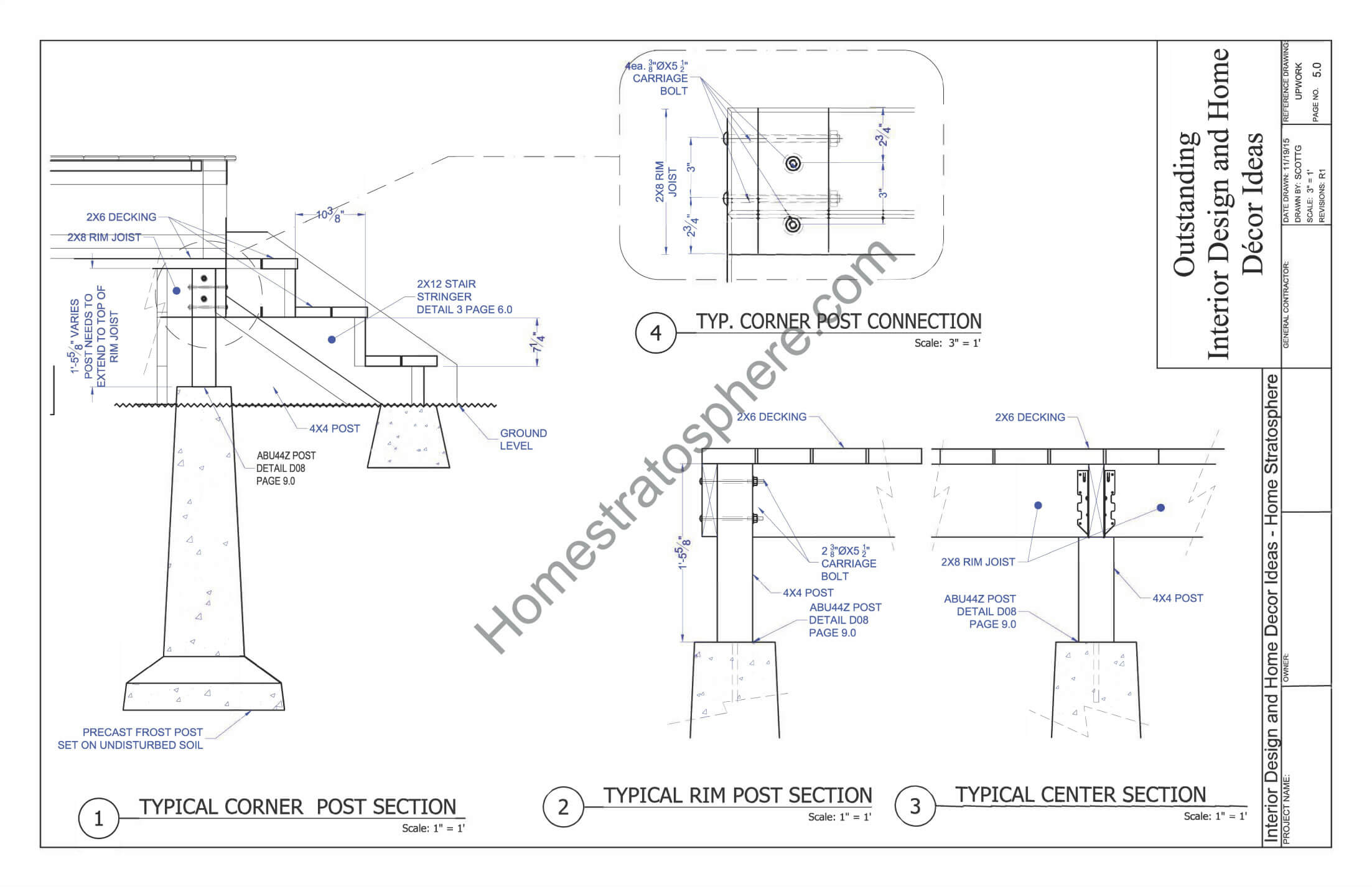Corner Deck Post Blueprints Corner Deck Post Blueprints