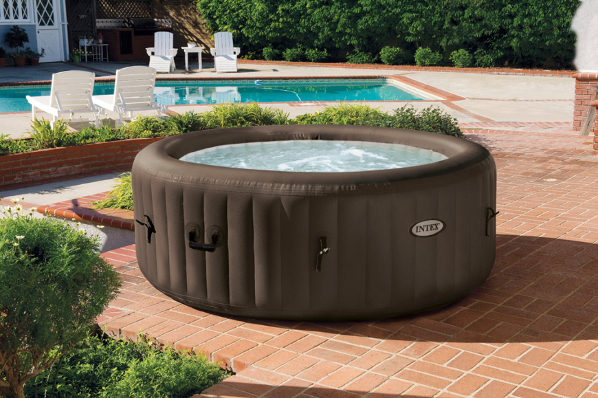 This is a picture of an inflatable and mobile hot tub. These are great for people that are not sure they want to invest the money, time, or space to a permanent structure. A hot tub can be an investment, and this option is a great way to test if a hot tub is really for you. This is a picture of an inflatable and mobile hot tub. These are great for people that are not sure if they want to invest the money, time, or space for a permanent structure. A hot tub can be an investment and this option is a great way to test if a hot tub is really for you.