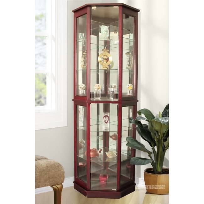 Jenlea Lighted Standing Corner Curio Cabinet and Trophy Display Case Jenlea Lighted Standing Corner Curio Cabinet and Trophy Display Case