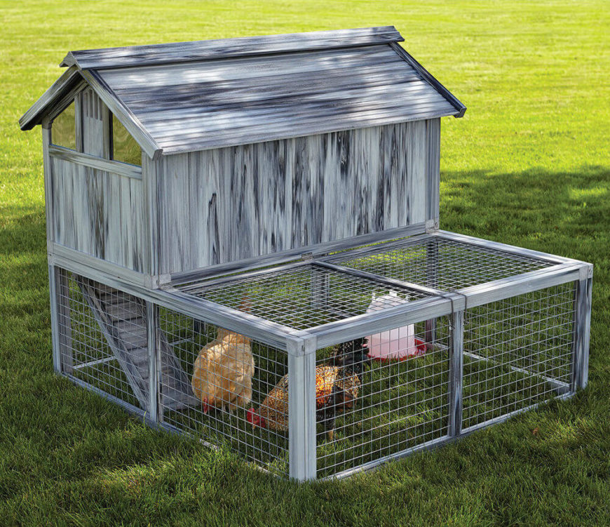 The rustic look of the wood here belies this chicken coop's modern construction and store-bought source. It's a ready-made set that will grant you an elevated roost space and plentiful exercise area in no time. The rustic look of the wood here belies this chicken coop's modern construction and store-bought source. It's a ready-made set that will grant you an elevated roost space and plentiful exercise area in no time.