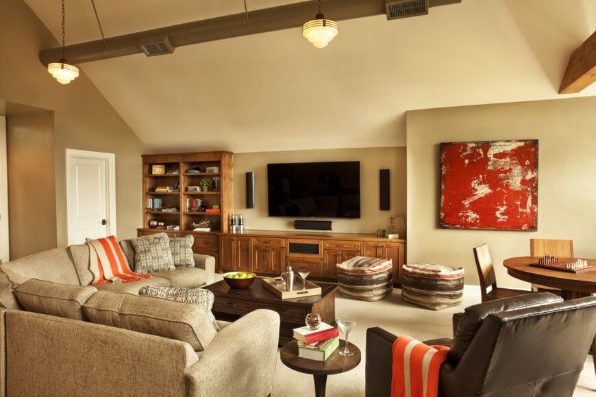 Simple, neutral paint is a casual, low-key wall treatment for a room that sees a lot of action. Simple, neutral paint is a casual, low-key wall treatment for a room that sees a lot of action.