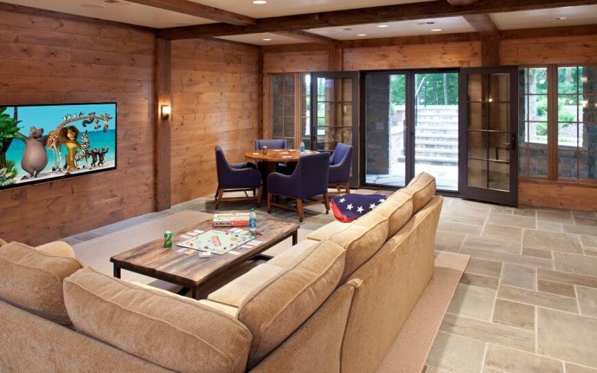 Horizontal natural-wood paneling can be a gorgeous addition to a family room. Horizontal natural-wood paneling can be a gorgeous addition to a family room.