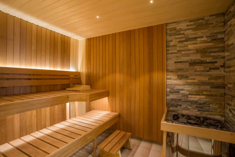 Two bench tiers sauna